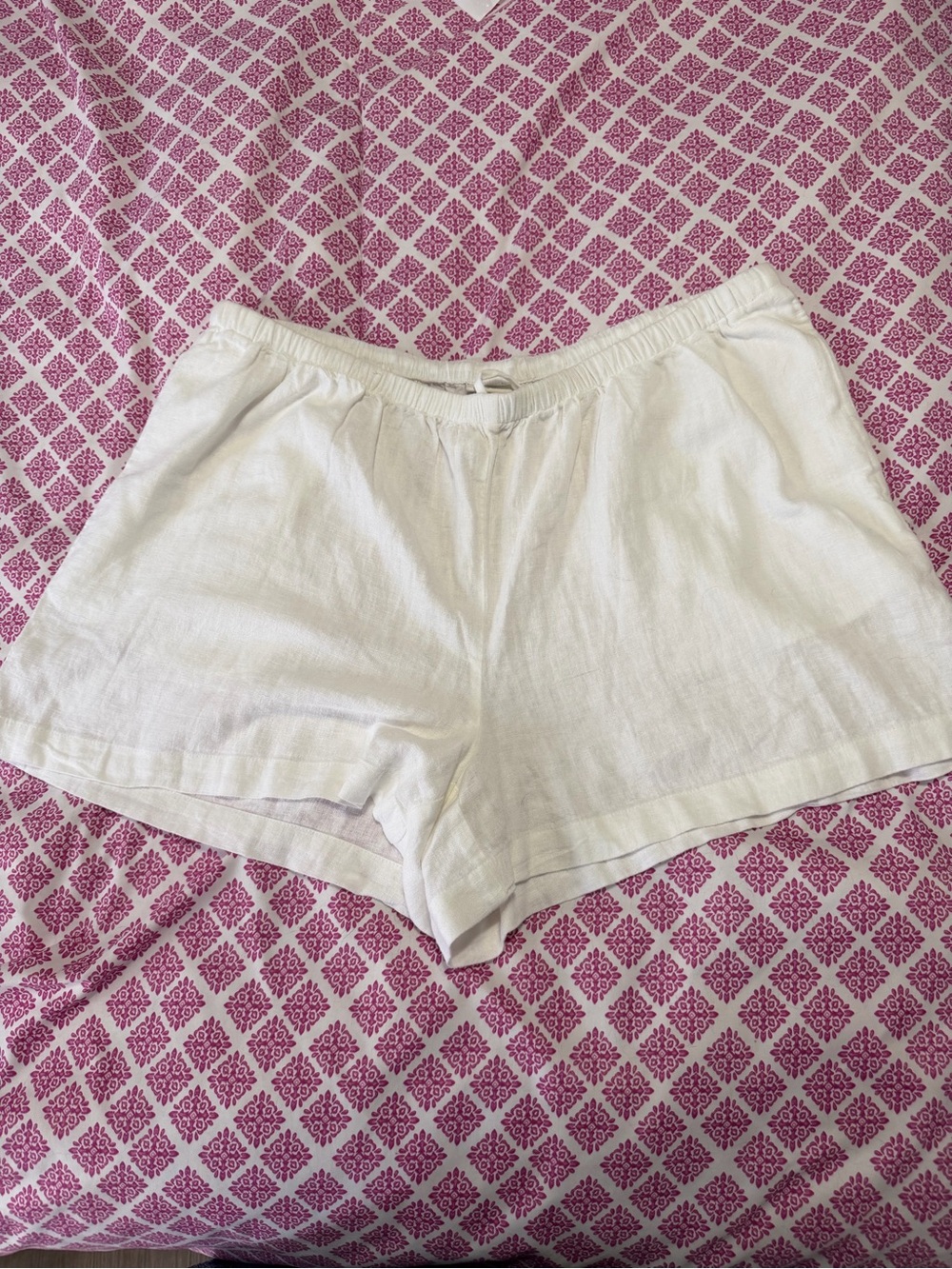 a new day White Drawstring Elastic-Waist Linen Blend Shorts